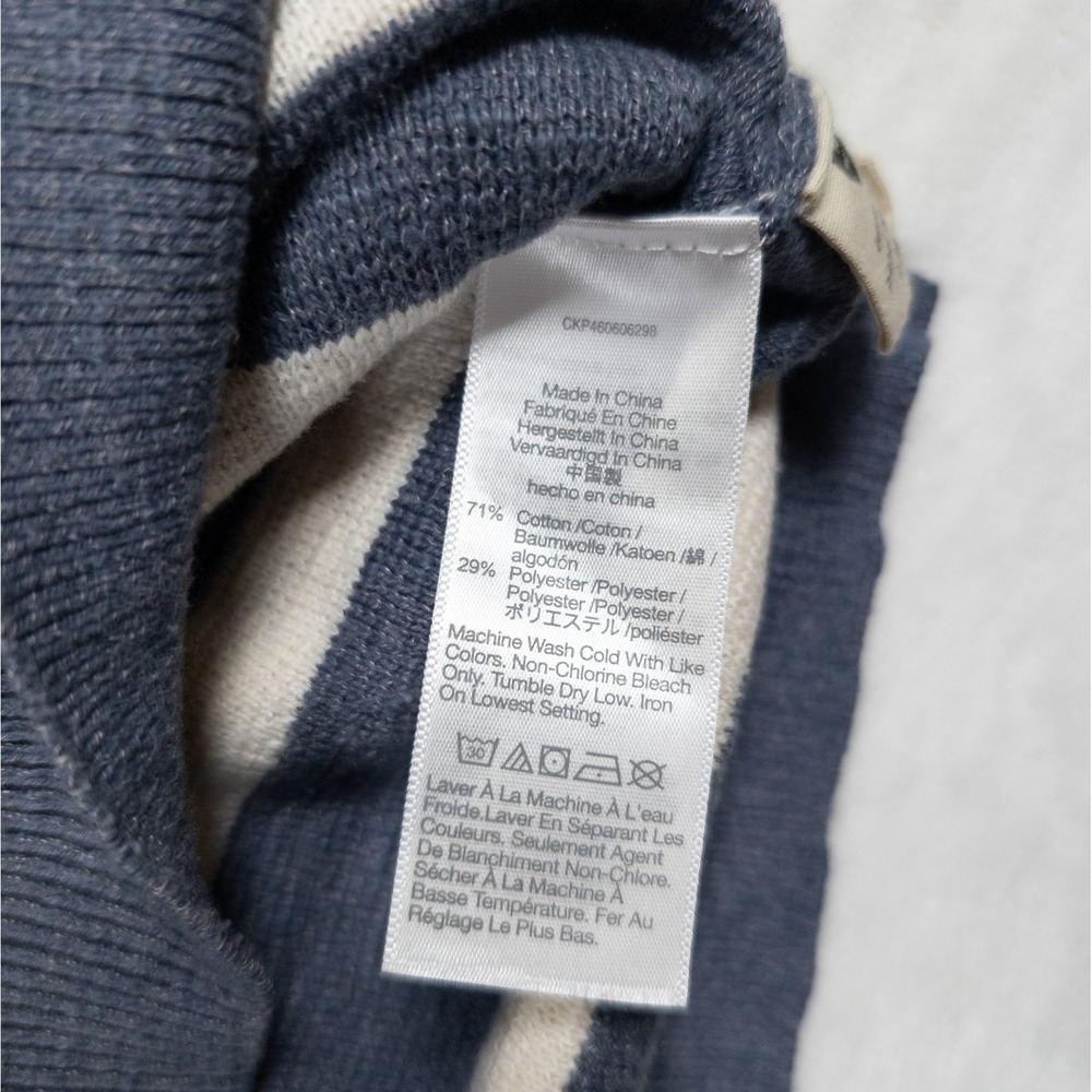 Madewell Henley Hoodie Women S Blue Oversized Coastal Preppy Nautical Cabin Cozy - Picture 12 of 15